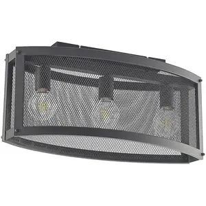 Lindby - plafondlamp - 3lichts - Staal - H: 28.3 cm - E27 - zwart pas cher