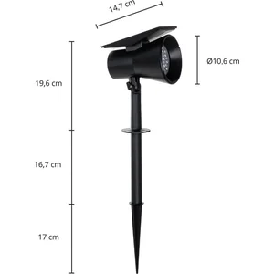 PRIOS - Solar buitenverlichting - 1licht - Kunststof - H: 56.3 cm - zwart - Inclusief lichtbron pas cher