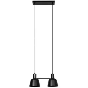 Lucande - hanglamp - 2lichts - ijzer - H: 19.3 cm - E27 - mat zwart pas cher