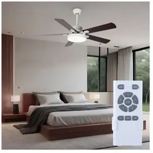 STARLUNA Plafonnier Ventilateur de plafond Ventilateur d'ambiance Refroidisseur Lampe de salon, Fer Acrylique Contreplaqué blanc marron, télécommande 5Vendu parmanomano