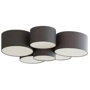 Lindby - plafondlamp - 6lichts - Textiel, metaal - H: 21.5 cm - E27 - antraciet pas cher