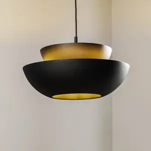 Lucande - hanglamp - 1licht - staal - H: 20.3 cm - E27 - zwart pas cher