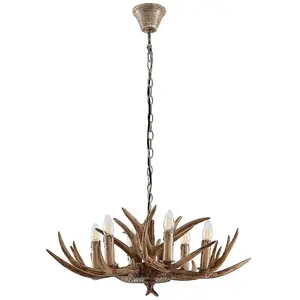 Lindby - hanglamp - 6lichts - Polyester, staal - H: 30 cm - E14 - bruin pas cher