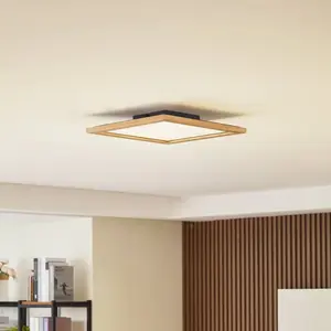 LUCANDE Led Plafonnier à intensité variable 'Joren' en bois pour salon & salle à manger pas cher