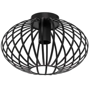Lindby - plafondlamp - 1licht - IJzer - H: 19 cm - E27 - zwart pas cher