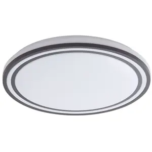 Lindby - Slimme plafondlamp - RGB - met dimmer - 1licht - Plastic, metaal - H: 7 cm - wit, zwart - Inclusief lichtbronVendu parbol