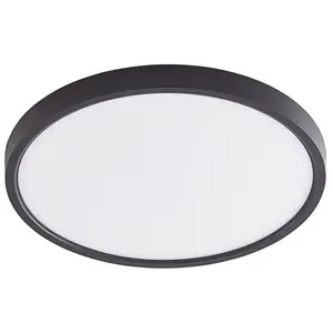 Lindby - LED plafondlamp - CCT - 1licht - Kunststof, acryl - H: 2.5 cm - mat zwart, wit - Inclusief lichtbron pas cher