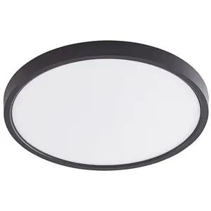 Lindby - LED plafondlamp - 1licht - Kunststof, acryl - H: 2.5 cm - mat zwart, wit - Inclusief lichtbron pas cher