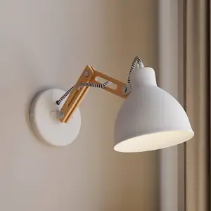 Euluna - Wandlamp hout - 1licht - Hout, metaal - H: 25 cm - E27 - wit, licht hout