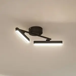 Lindby - LED plafondlamp - 2lichts - IJzer, aluminium, kunststof - H: 10.5 cm - zwart - Inclusief lichtbronnen pas cher