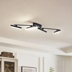 Lindby - LED plafondlamp - 4lichts - IJzer, aluminium, kunststof - H: 10.6 cm - zwart - Inclusief lichtbronnen pas cher