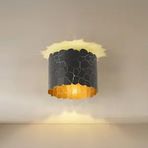Lindby - plafondlamp - 1licht - Metaal - H: 22 cm - E27 - zwart, goudVendu parbol