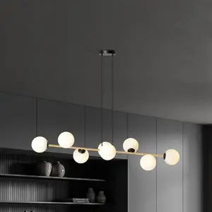 Euluna - hanglamp - 8lichts - Staal, glas - E14 - zwart, goud, wit opaal