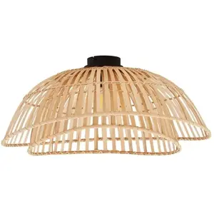 Lindby - hanglamp - 1licht - Bamboe, ijzer - H: 29.2 cm - E27 - bamboe... pas cher