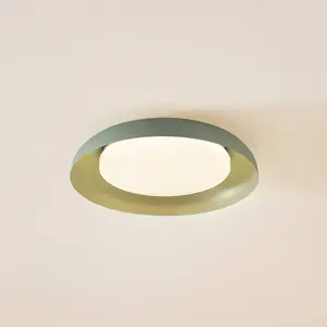 Lindby - LED plafondlamp - 1licht - Polycarbonaat, staal - H: 7.1 cm - lichtgroen, wit - Inclusief lichtbron pas cher