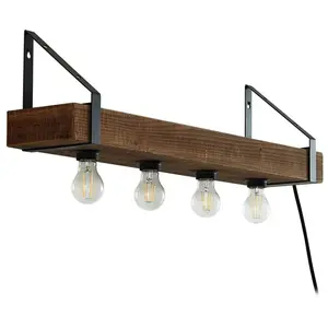 LINDBY Applique Murale avec une connexion usb à intensité variable 'Vatana' en bois pour salon & salle à manger pas cher