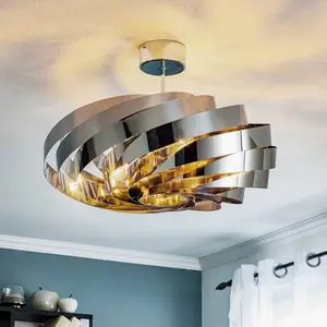 Euluna - plafondlamp - 4lichts - Metaal - H: 38 cm - E27 - chroom-nikkel pas cher