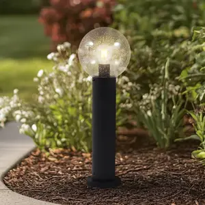 Lindby - Sokkellamp - 1licht - Glas, aluminium - H: 60 cm - E27 - transparant, zwart pas cher