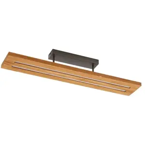 Lindby - plafondlamp hout- met dimmer - 1licht - Dennenhout, ijzer, polycarbonaat - H: 16.7 cm - licht hout, grijs metallic - Inclusief lichtbron pas cher