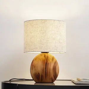 LINDBY Lampe à poser 'Mayumi' en bois pour salon & salle à manger pas cher