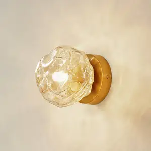 Lindby - wandlamp - 1licht - Glas, ijzer - G9 - amber, messing pas cher