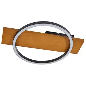 Lindby - LED plafondlamp- met dimmer - 1licht - Hout, polycarbonaat, a... pas cher