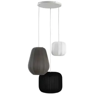 LINDBY Suspension en Tissu à intensité variable 'Helin' en textile pour salon & salle à manger pas cher