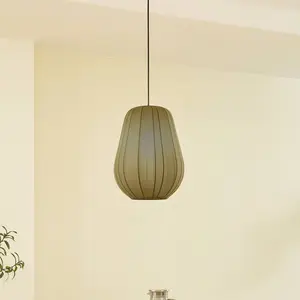 Lindby - Hanglamp - 1licht - Stof - E27 - grijs pas cher