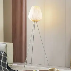LINDBY Lampadaire Tissu 'Helin' en textile pour salon & salle à manger pas cher