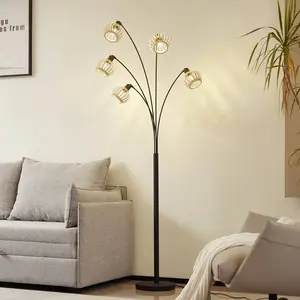 LINDBY Lampadaire Bois 'Lielle' pour salon & salle à manger pas cher