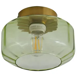 Lindby - plafondlamp - 1licht - Glas, ijzer - H: 15.3 cm - E27 - groen... pas cher