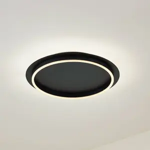 Lindby - LED plafondlamp - 1licht - Acryl, ijzer - H: 6.2 cm - zwart, ... pas cher
