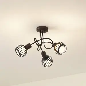 Lindby - plafondlamp - 3lichts - Ijzer, plastic - H: 28.5 cm - E14 - roestkleurig pas cher