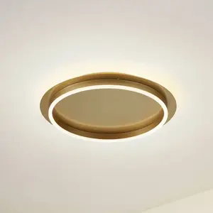 Lindby - LED plafondlamp - 1licht - Acryl, ijzer - H: 6.2 cm - goud, wit - Inclusief lichtbron pas cher
