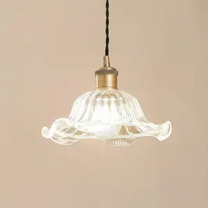 Lindby - hanglamp - 1licht - Glas, aluminium - H: 9 cm - E27 - transparant, messing, zwart pas cher