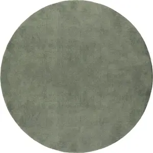 the carpet Relax tapis moelleux à poils courts antidérapant lavable à 30 degrés Vert forêt 200 cm Rond pas cher