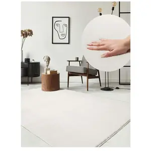 the carpet Relax tapis moelleux à poils courts dessous antidérapant lavable à 30 degrés super soft Creme 120 x 160 cm pas cher