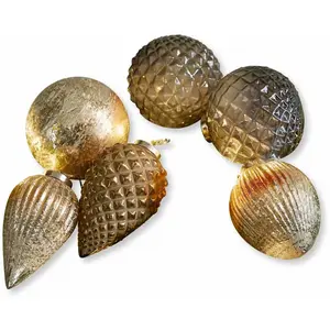LOBERON Kerstversiering set van 6 Layounne antiekzilverkleurig/grijs