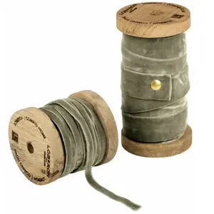 LOBERON Fluwelen lint set van 2 olijfgroen pas cher
