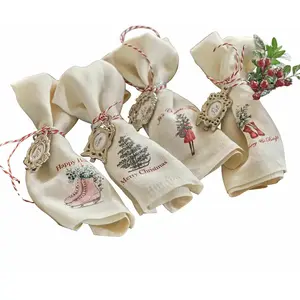 LOBERON Servet set van 4 Merry & Bright wit/rood