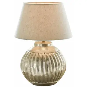 LOBERON Tafellamp Lillemor antiekzilverkleurig/crème pas cher