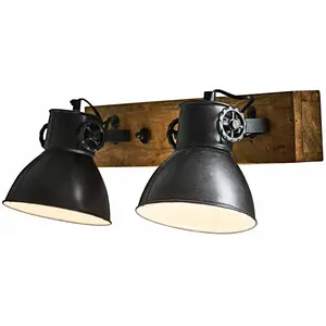 LOBERON Wandlamp Périgné zwart/bruin