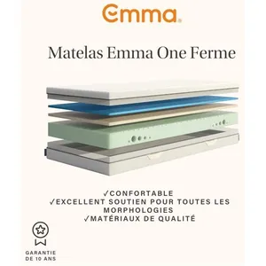 Matelas Emma One 140x190 cm  Mémoire de Forme Confort Optimal  Système... pas cher