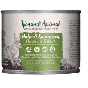 6x200 g Venandi Animal  poulet,lapin nourriture humide pour chat pas cher