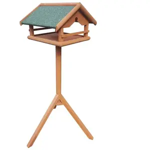 Toboli Mangeoire sur pied Bois 119cm Toit Bitume Oiseaux sauvages Résistance Intempéries Nichoir pas cher