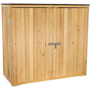 WILTEC Armoire de jardin en bois peint naturel - 60821 - 2 portes à aile de mouette pas cher
