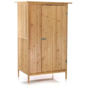 WILTEC Armoire de jardin Porte simple Bois Rangement pour Outils Remise Abri Cabane Jardinage Équipement pas cher
