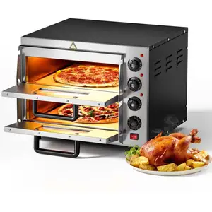 Wiltec - Four à Pizza électrique 2 Étages 3000W avec Pierre réfractair... pas cher