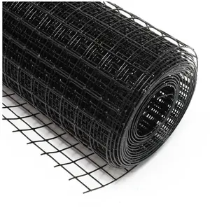 WILTEC Fil de grillage Noir Maille carrée 25x25mm Rouleau 25m Hauteur 100cm Clôture Acier galvanisé pas cher