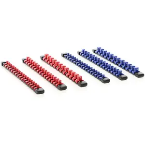 XPOTOOL 6x Rangement porte douille pour 86 pièces   350 x 28 x 24 mm   Rack support organisateur de douilles en abs   Organsieur pour 1/2', 1/4' et 3/8'  